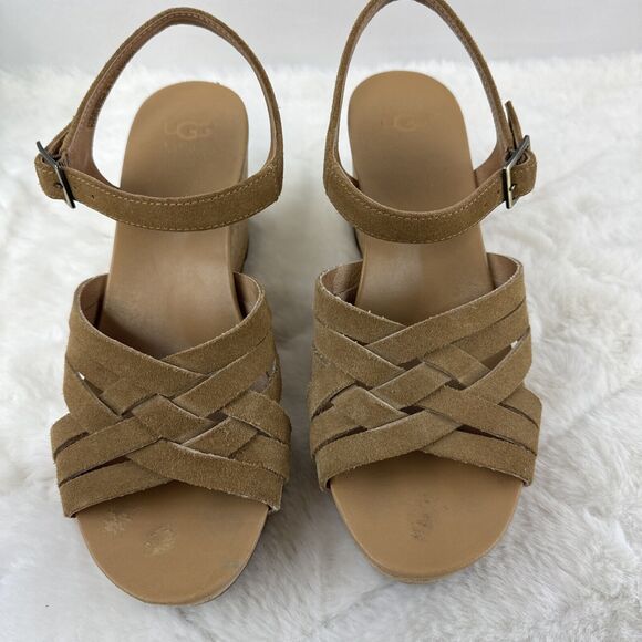 UGG Shoes - UGG Uma Wedge Y2K Chunky Suede Leather Sandal Women's Size 9